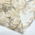 Tessuto netto ricamato in nylon a maglia floreale bicolore
